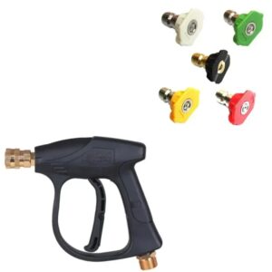 Pressure Washer gun with 5 pcs spray Nozzles , 1/4 inch ,screw fitting M22 will fit snow foam bottle